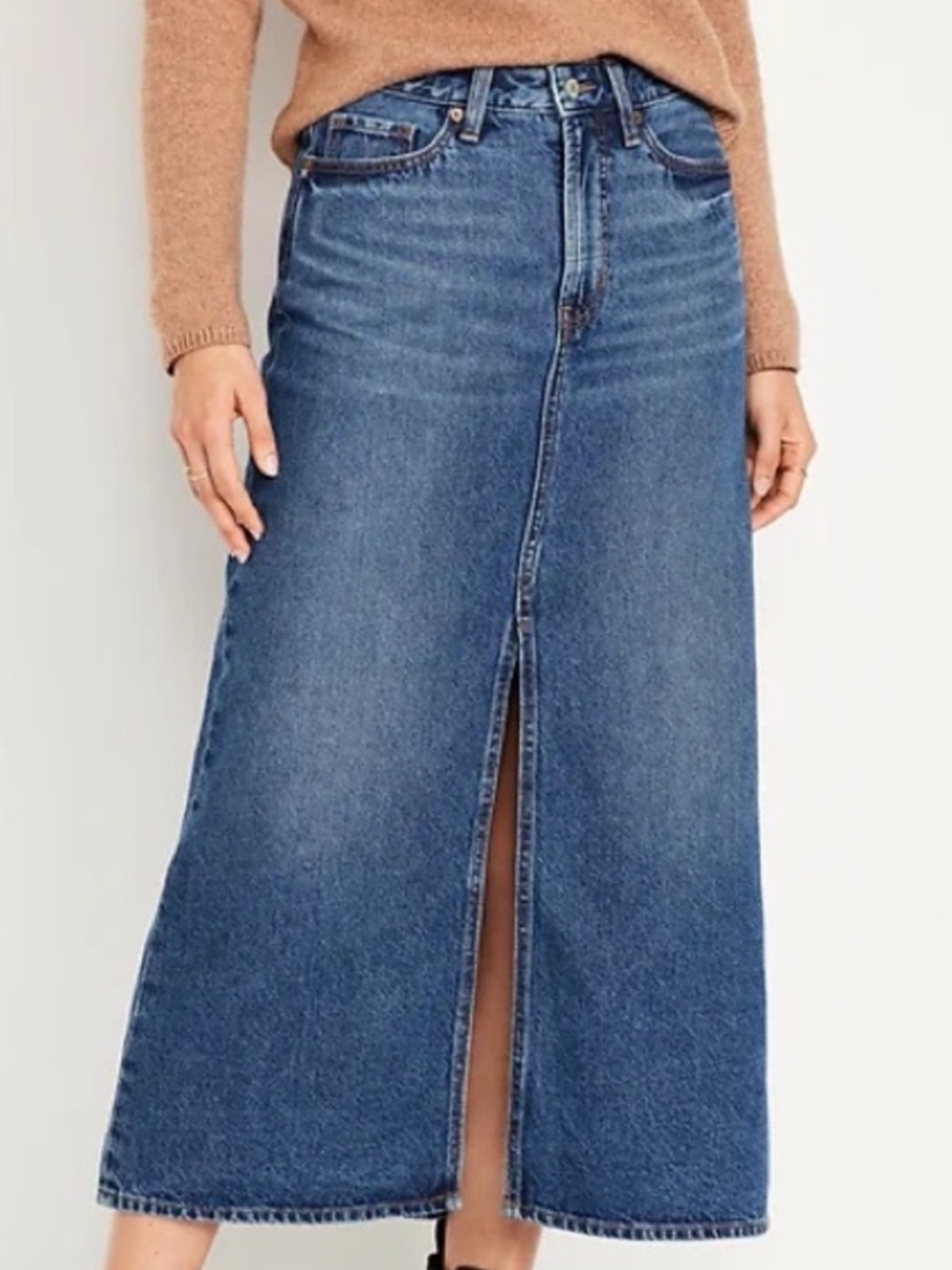 GAP high waisted midi denim skirt with slit new nwt